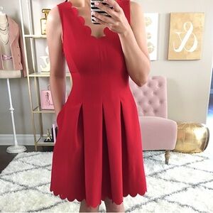 Banana Republic • Scalloped Fit and Flare Pleated Dress